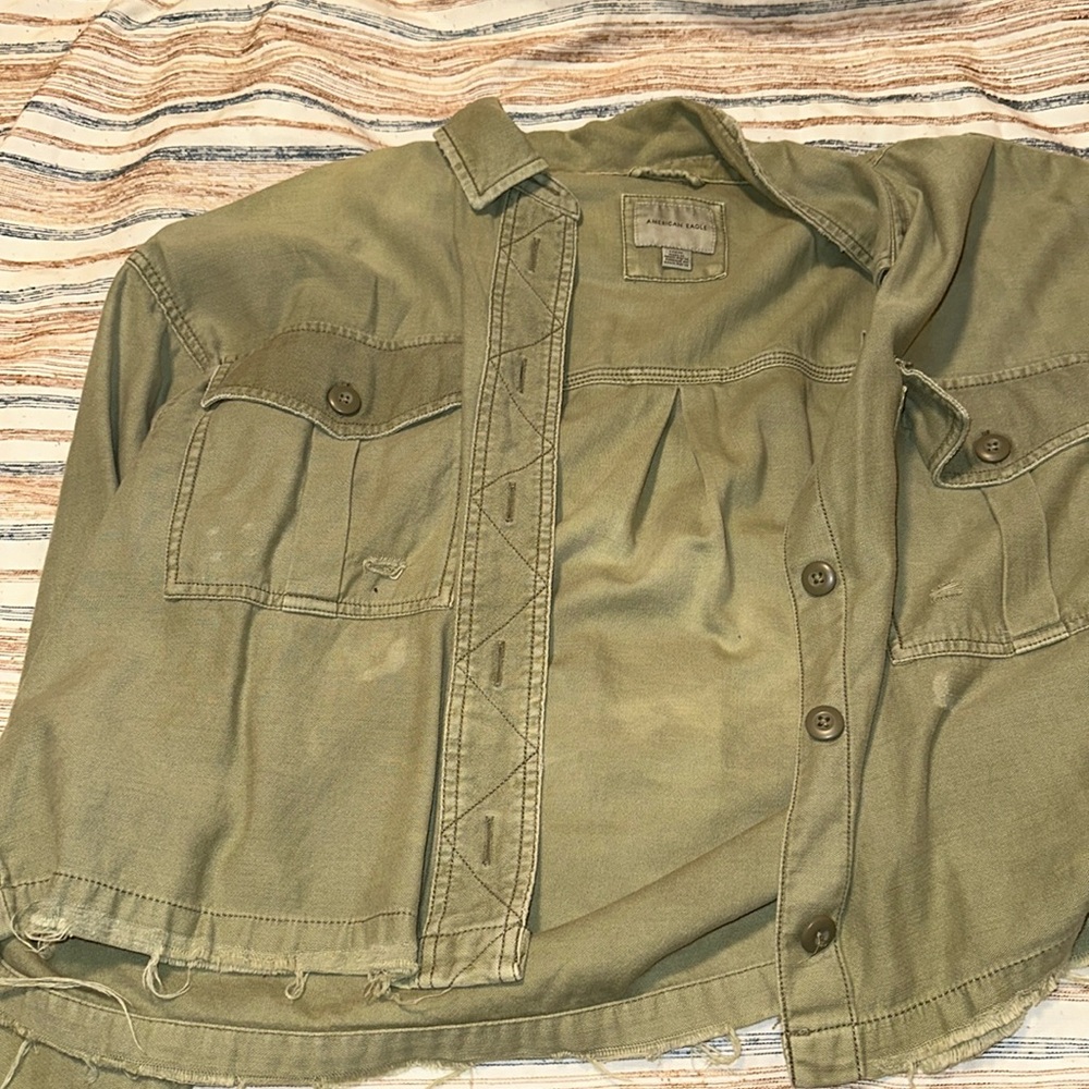 AE cropped button down shirt
